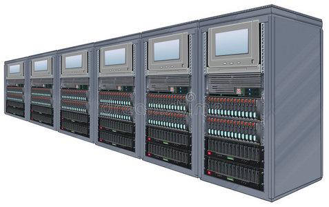 系统在数据中心使用超级计算机与服务器机柜中的连接线的年轻妇女它